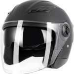 Adult 3/4 Open Face Motorcycle Helmet, Double Visor Motorbike Scooter Ebike Moped Cruiser Helmets for Men and Women DOT Approved