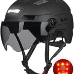 ILM Adult Bike Helmet with USB Rechargeable LED Front and Back Light Mountain&Road Bicycle Helmets for Men Women Removable Goggle Cycling Helmet E3-10L