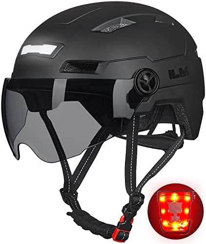 ILM Adult Bike Helmet with USB Rechargeable LED Front and Back Light Mountain&Road Bicycle Helmets for Men Women Removable Goggle Cycling Helmet E3-10L ILM Adult Bike Helmet with USB Rechargeable LED Front and Back Light Mountain&Road Bicycle Helmets for Men Women Removable Goggle Cycling Helmet E3-10L