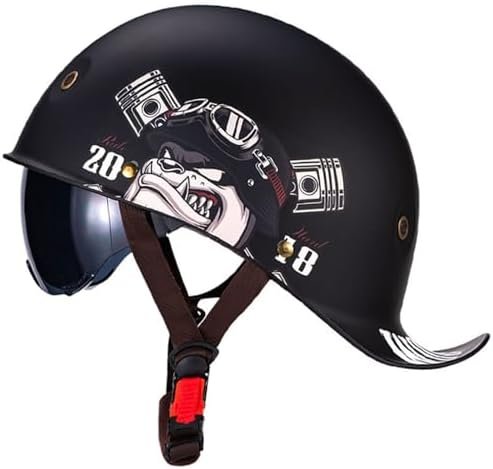 Retro Novelty Cool Half Helmets, Vintage German Baseball Cap Motorcycle Open Face Helmet for Adult Women Men, for Bike Cruiser Chopper Moped Scooter, DOT Approved, with UV Visor Goggles Retro Novelty Cool Half Helmets, Vintage German Baseball Cap Motorcycle Open Face Helmet for Adult Women Men, for Bike Cruiser Chopper Moped Scooter, DOT Approved, with UV Visor Goggles