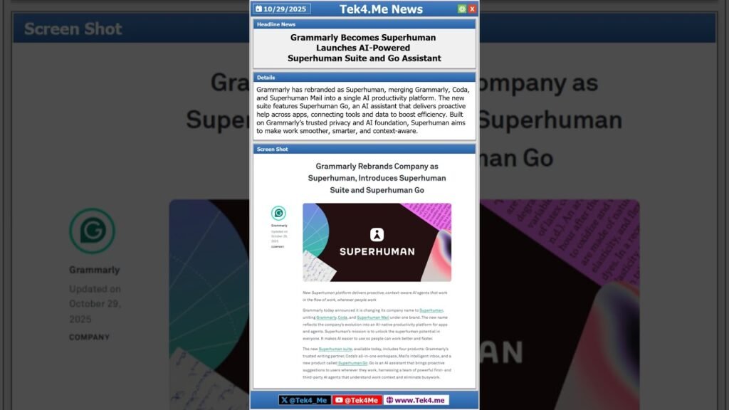 Grammarly Becomes Superhuman, Launches AI-Powered Superhuman Suite #tech #ai #email #news Grammarly Becomes Superhuman, Launches AI-Powered Superhuman Suite #tech #ai #email #news