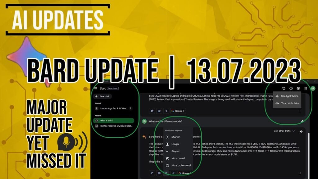 AI Updates | Bard Chatbot Update | 13.07.2023 | Major Update but yet missed it..! AI Updates | Bard Chatbot Update | 13.07.2023 | Major Update but yet missed it..!